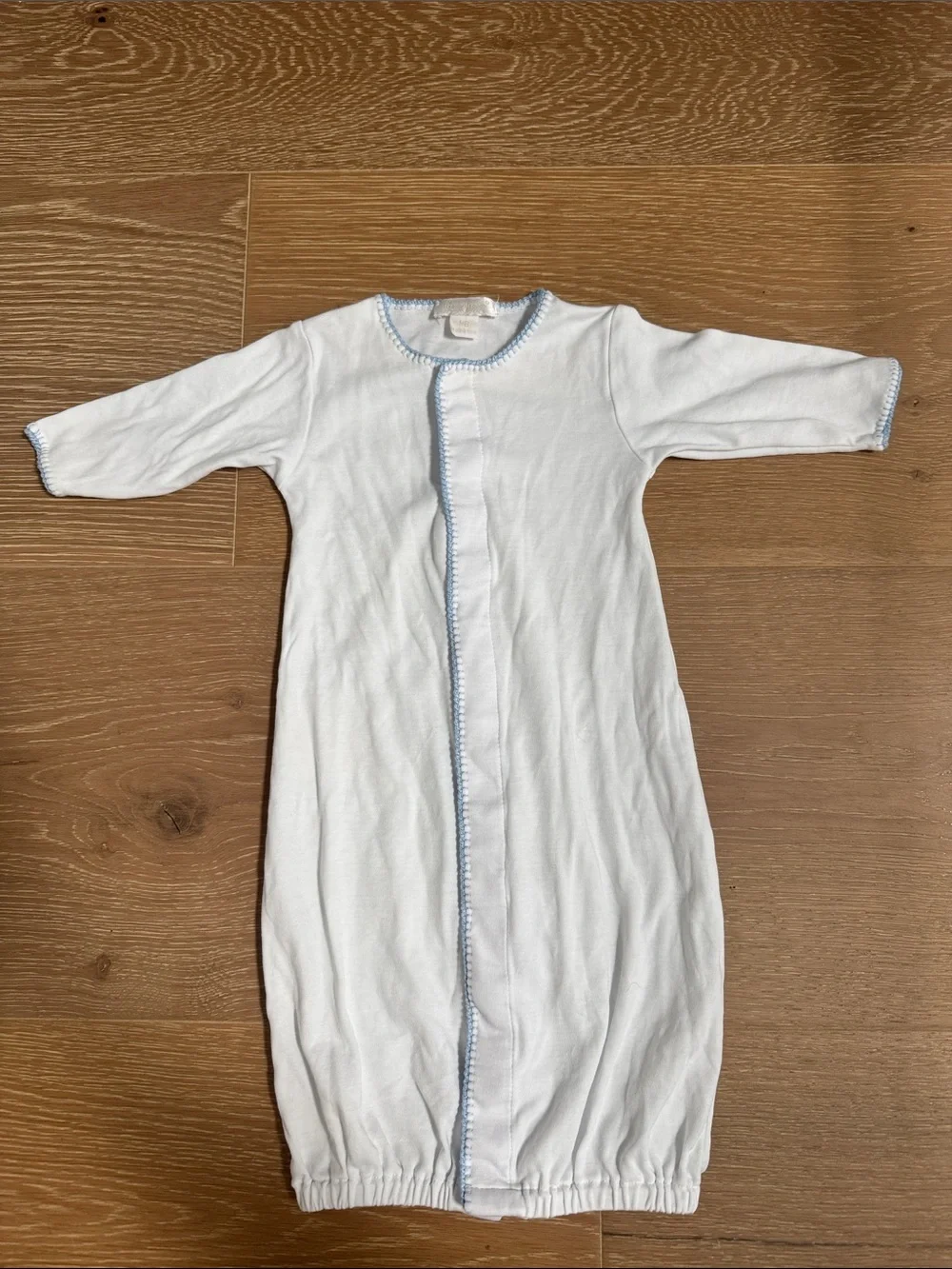Kissy Kissy 2 in one Baby Sleep Gown with Light Blue Trim Soft Cotton NB